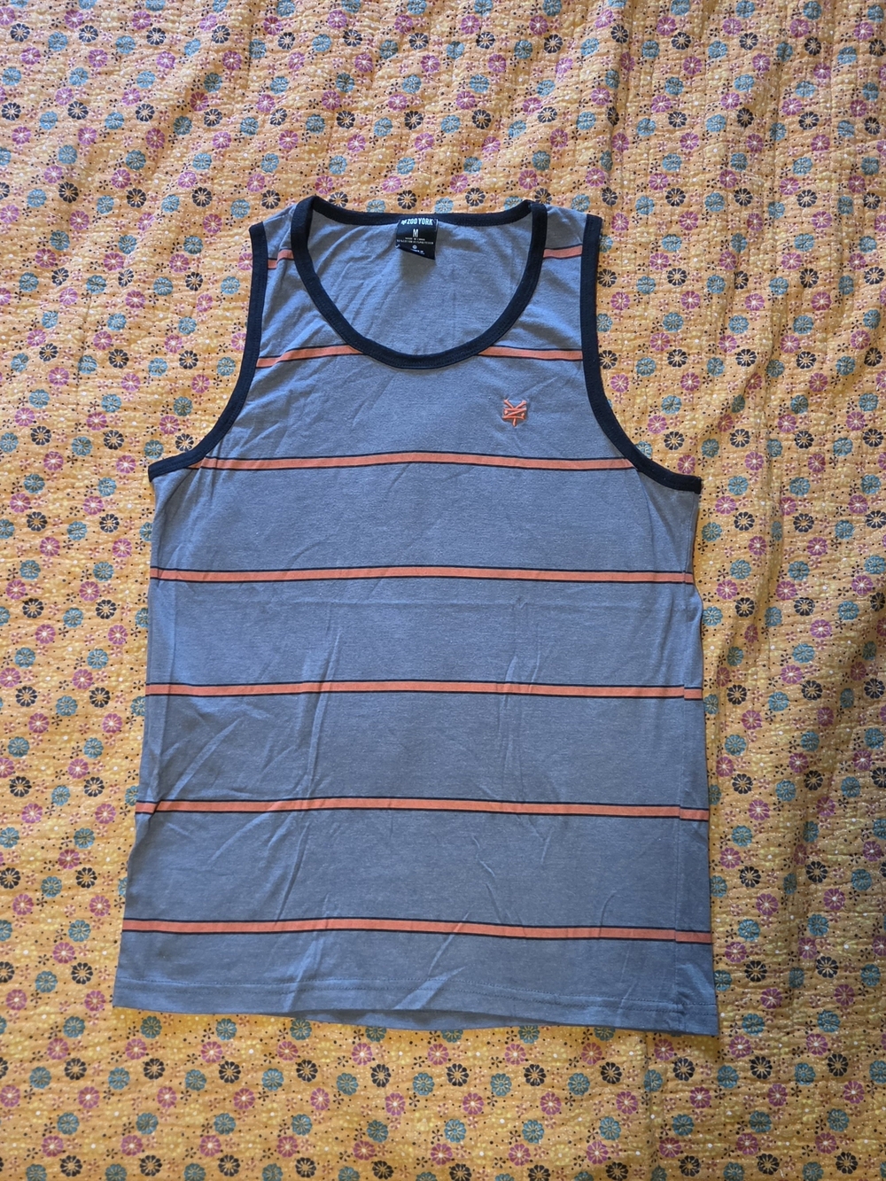 Zoo York Gray Tank Top with Orange Stripes and Black Trim M